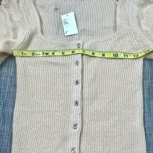 Urban Outfitters Ashley Puff Sleeve Cardigan in Neutral - Picture 10 of 12